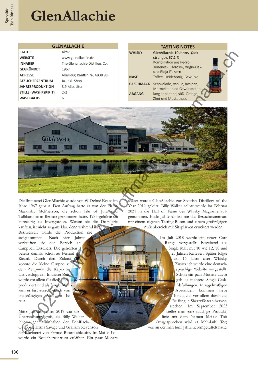 Buchseite (Auszug) - Brennerei GlenAllachie