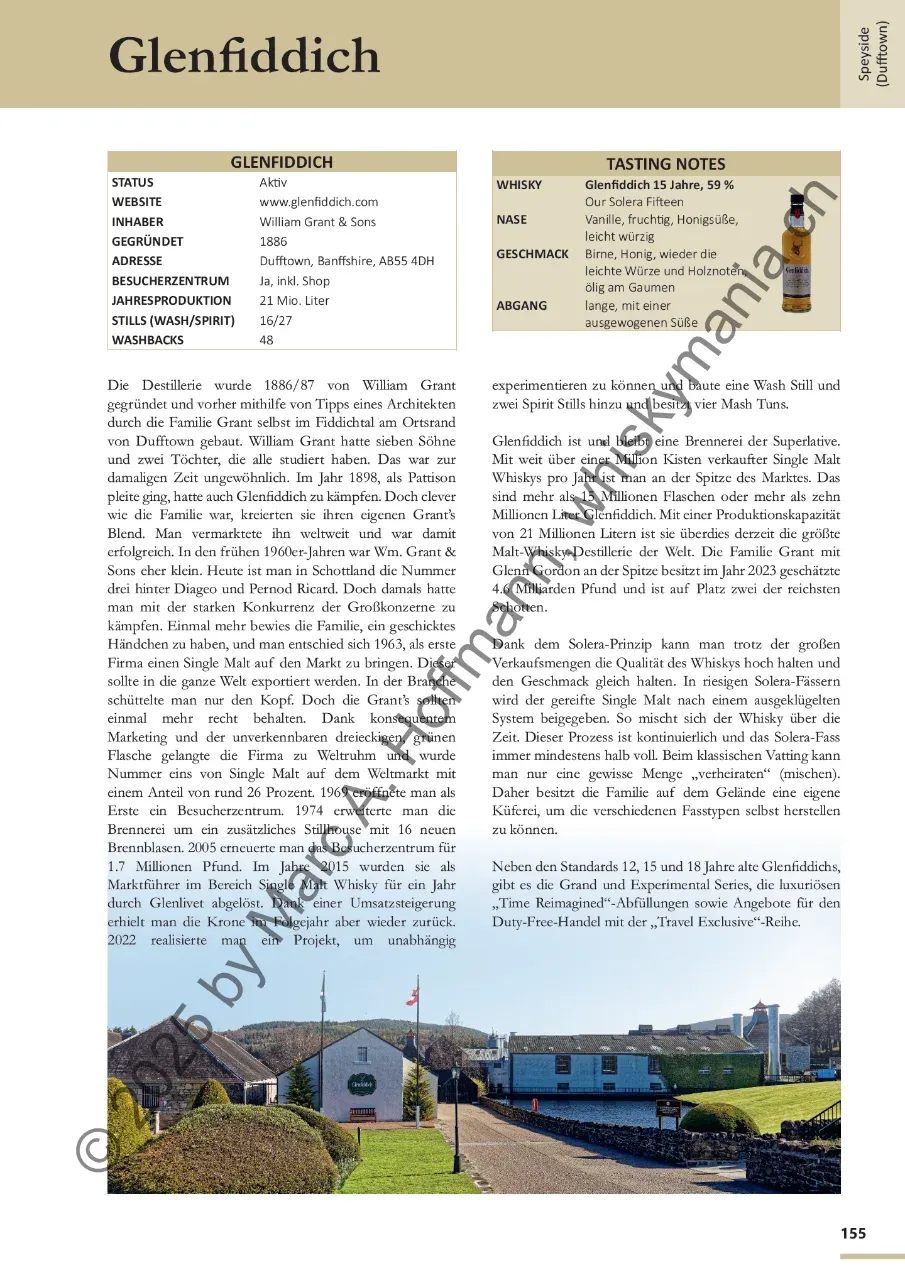 Buchseite (Auszug) - Brennerei Glenfiddich