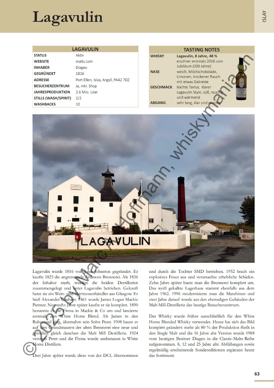 Buchseite (Auszug) - Brennerei Lagavulin
